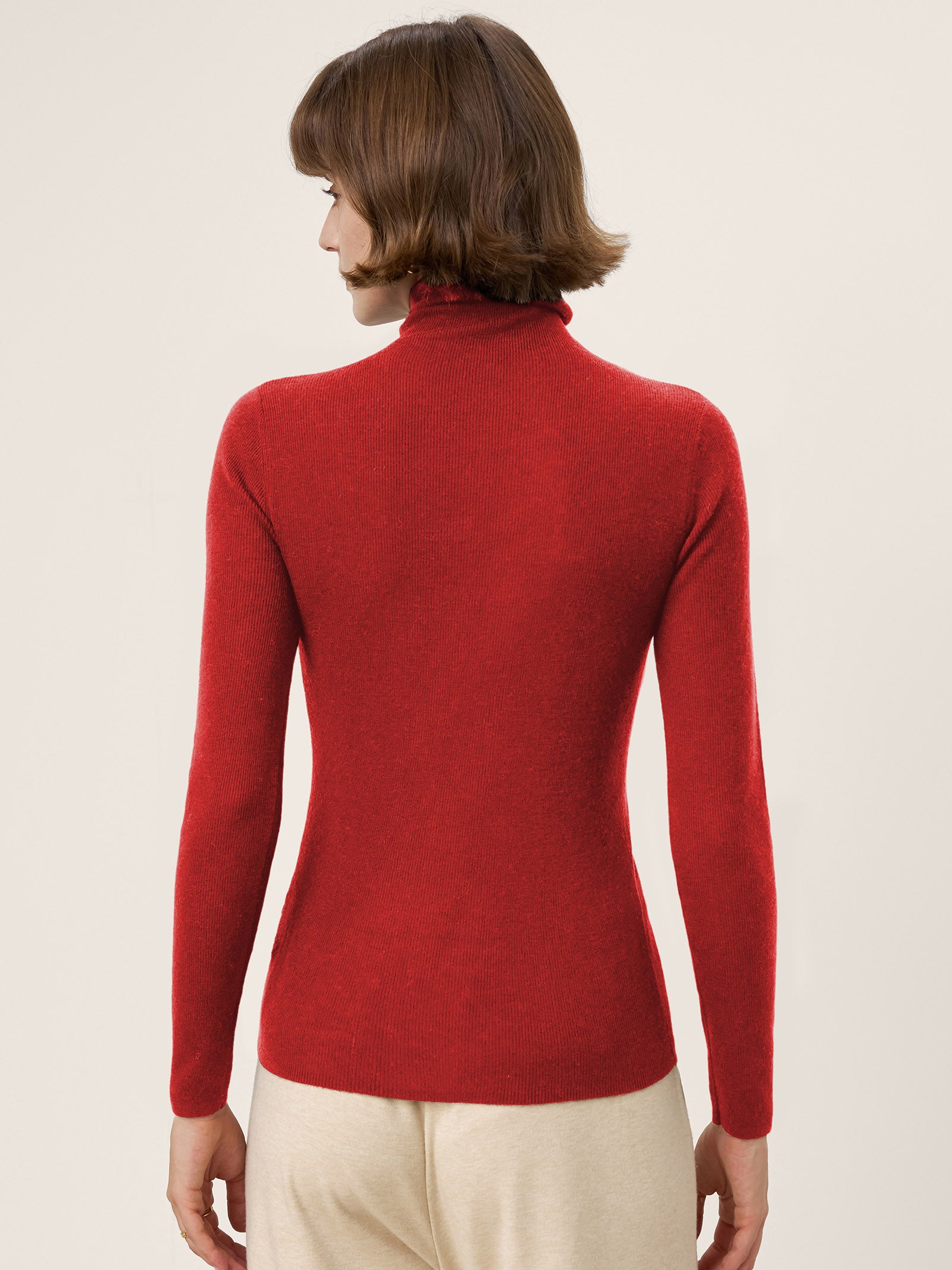 100% Extra-Fine Merino Wool Turtleneck Knit Sweater JOLENE by LINTICO for women