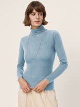 100% Extra-Fine Merino Wool Turtleneck Knit Sweater JOLENE by LINTICO for women