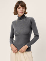 100% Extra-Fine Merino Wool Turtleneck Knit Sweater JOLENE by LINTICO for women