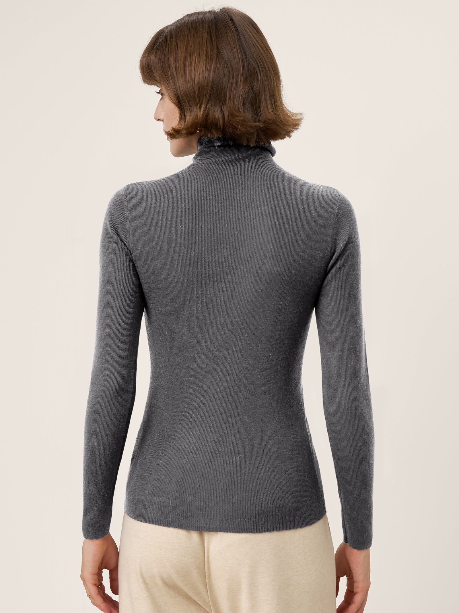 100% Extra-Fine Merino Wool Turtleneck Knit Sweater JOLENE by LINTICO for women