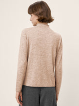 100% Extra-Fine Merino Wool Mock Neck Sweater with Rolled Edge ELA by LINTICO for women
