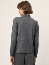 100% Extra-Fine Merino Wool Mock Neck Sweater with Rolled Edge ELA by LINTICO for women