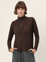 100% Extra-Fine Merino Wool Mock Neck Sweater with Rolled Edge ELA by LINTICO for women