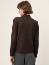 100% Extra-Fine Merino Wool Mock Neck Sweater with Rolled Edge ELA by LINTICO for women