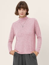 100% Extra-Fine Merino Wool Mock Neck Sweater with Rolled Edge ELA by LINTICO for women
