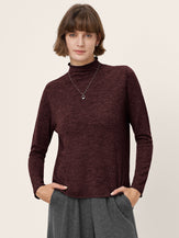 100% Extra-Fine Merino Wool Mock Neck Sweater with Rolled Edge ELA by LINTICO for women