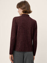 100% Extra-Fine Merino Wool Mock Neck Sweater with Rolled Edge ELA by LINTICO for women