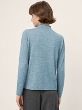 100% Extra-Fine Merino Wool Mock Neck Sweater with Rolled Edge ELA by LINTICO for women