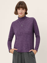 100% Extra-Fine Merino Wool Mock Neck Sweater with Rolled Edge ELA by LINTICO for women