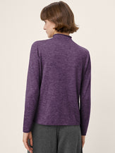 100% Extra-Fine Merino Wool Mock Neck Sweater with Rolled Edge ELA by LINTICO for women