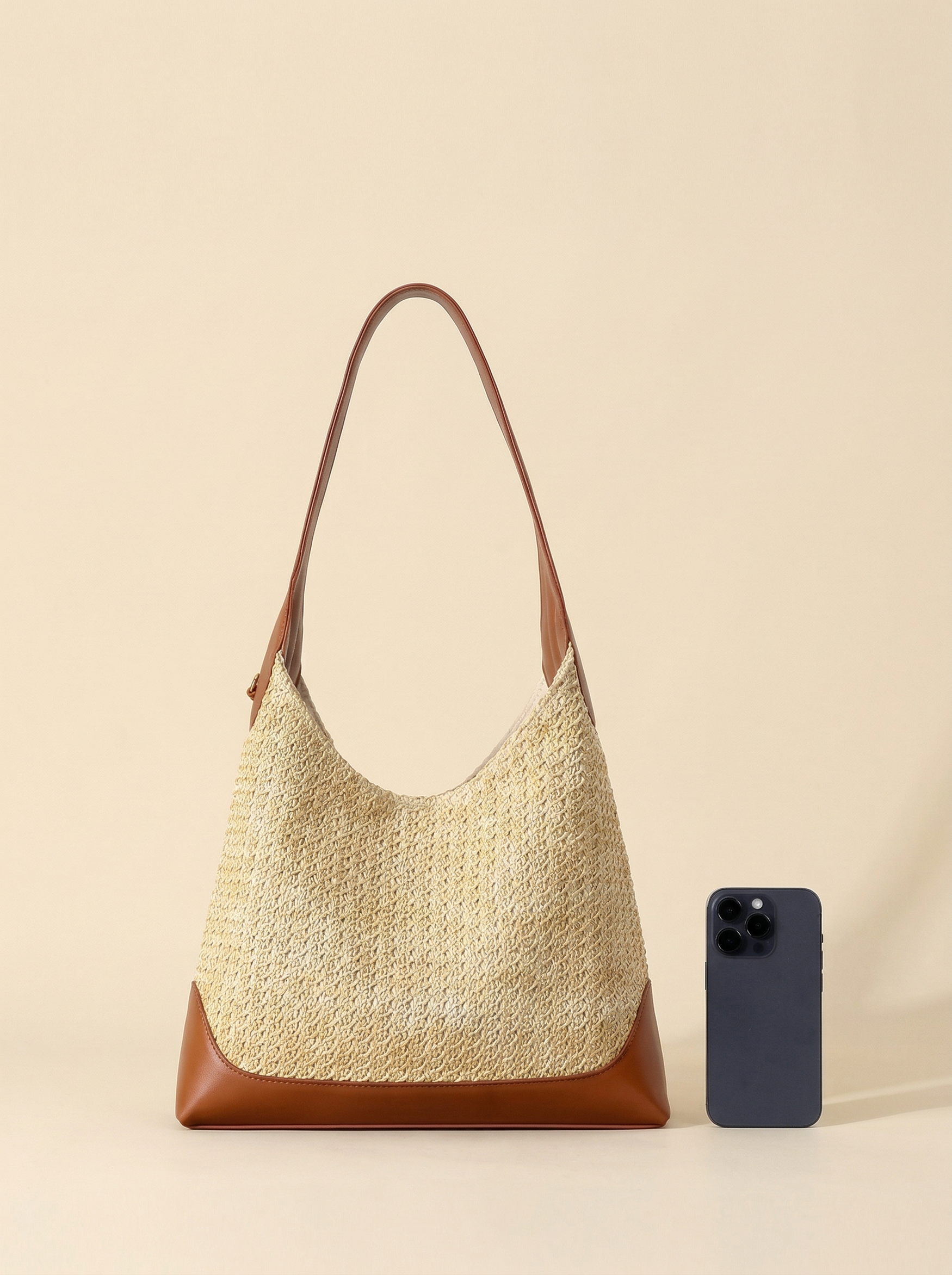 Artisanal Handwoven Colorblock Bucket Bag for Effortless Coastal Style by LINTICO for women