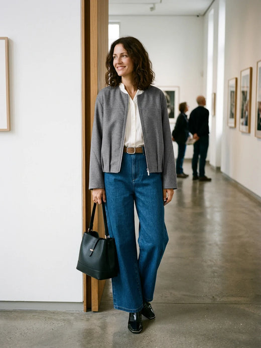 Wool Modular Scarf Collar Jacket MARIELA