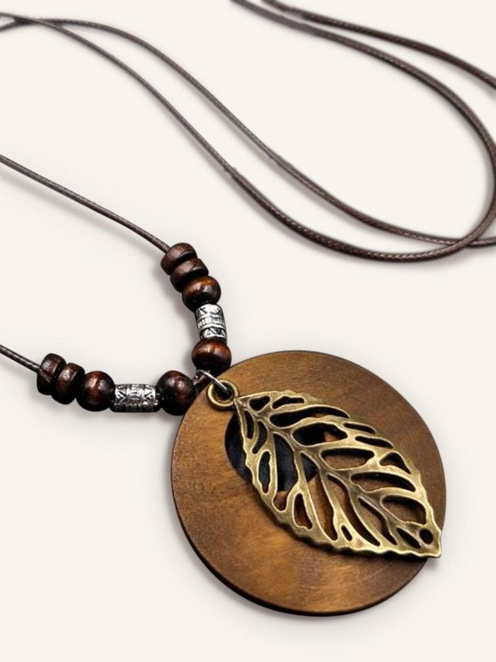 Retro Chic Linen Drape Necklace LOLA - Leaves / One-Size - ACCESSORIES-Jewelry