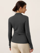 Wool Asymmetric Side Ruched Stretch Top BRIONY by LINTICO for women