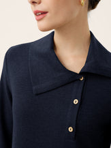 Wool Asymmetric Lapel Fruit Button Decor Top YSABEL by LINTICO for women