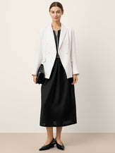 Linen-Lyocell Contrast Trim Gathered Midi Dress NYX by LINTICO for women