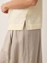 Linen-Lyocell Asymmetric Pleat Cap-Sleeve Top CERELIA by LINTICO for women