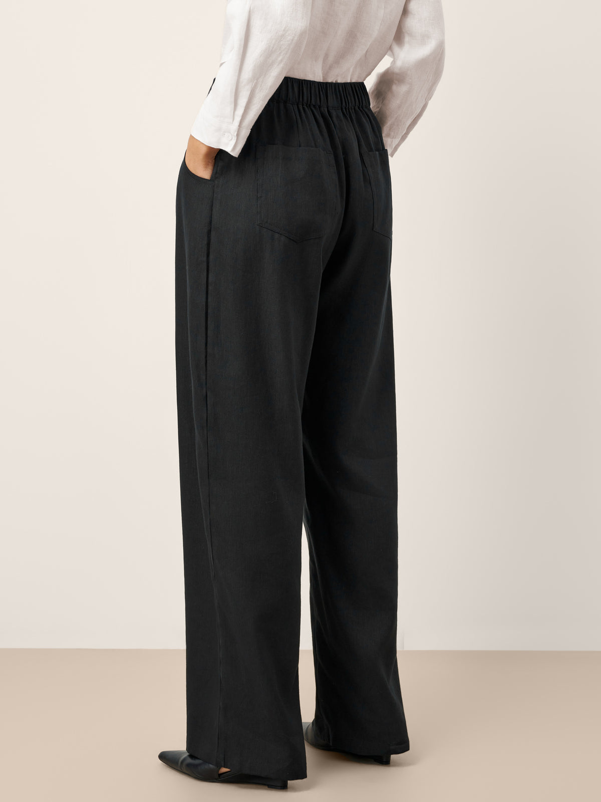 Linen-Lyocell Asymmetric Placket Straight Pants SAFFRON by LINTICO for women