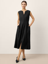Linen-Lyocell V-Neck Sleeveless Midi Dress WILLOW by LINTICO for women