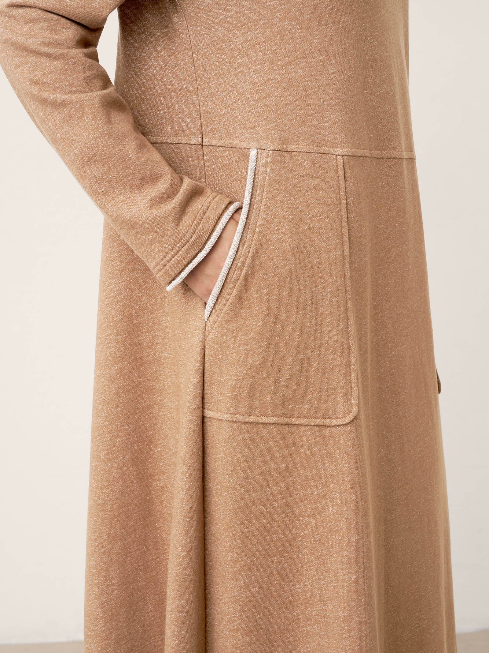 Linen Cotton Colorblock Trim Pocket Maxi Dress CLEMENTINE