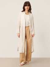 Linen Striped Tab-Sleeve Bohemia Shirt Dress BLYTHE by LINTICO for women