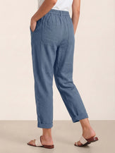 Linen Simple Button Fly Trousers HEIDI by LINTICO for women