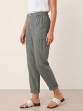 Linen Simple Button Fly Trousers HEIDI by LINTICO for women