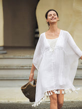 Linen V-Neck Cover-Up and Slip Dress Set CASS by LINTICO for women