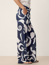 Linen Abstract-Print Straight-Leg Pants ORLA by LINTICO for women