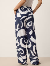 Linen Abstract-Print Straight-Leg Pants ORLA by LINTICO for women