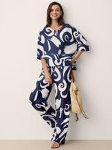 Linen Abstract-Print Straight-Leg Pants ORLA by LINTICO for women