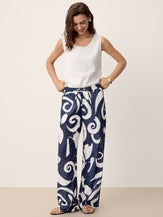 Linen Abstract-Print Straight-Leg Pants ORLA by LINTICO for women