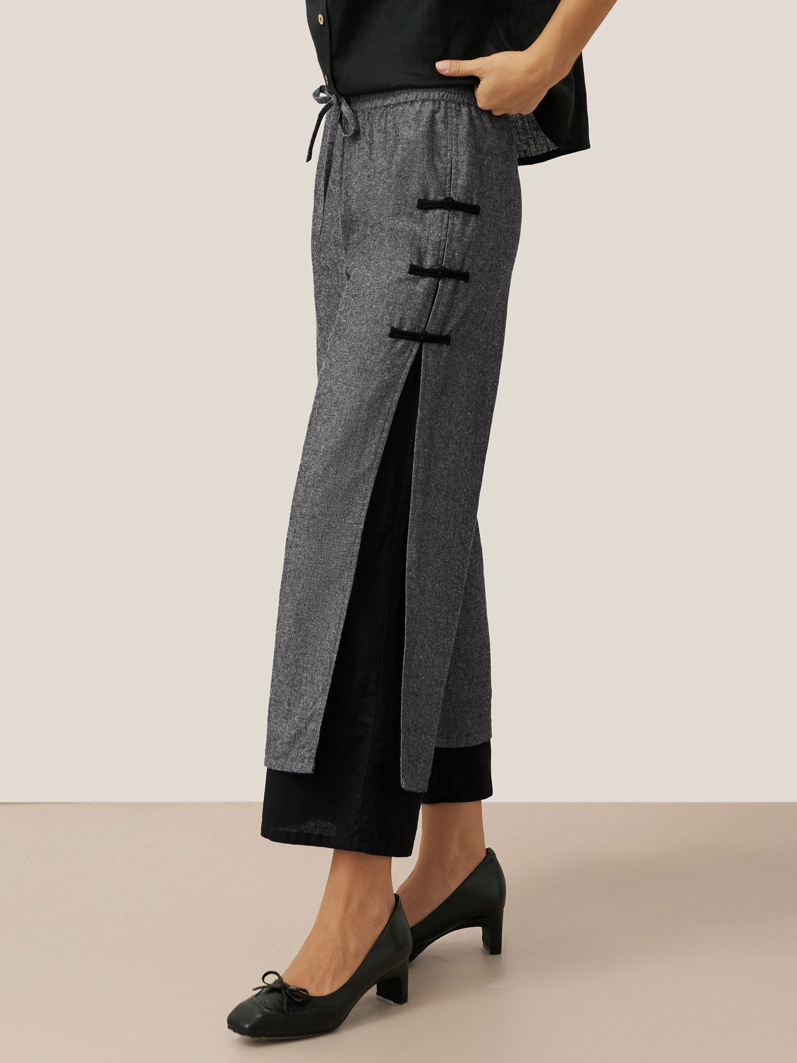 Linen Double Layer Handmade Capri Pants STELLA by LINTICO for women