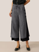 Linen Double Layer Handmade Capri Pants STELLA by LINTICO for women