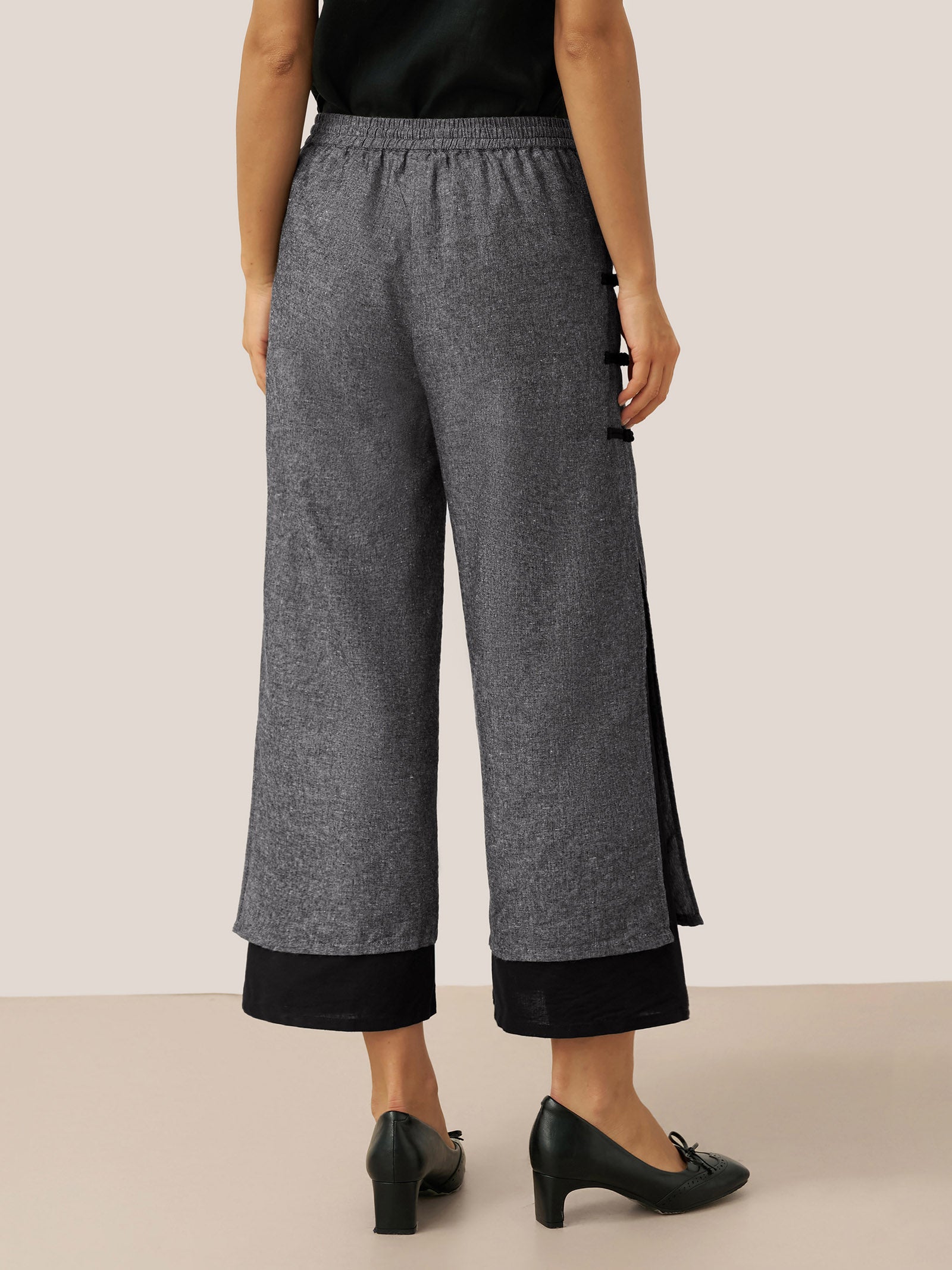 Linen Double Layer Handmade Capri Pants STELLA by LINTICO for women