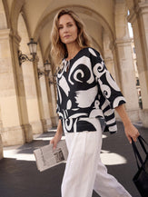 Linen Layered Asymmetric Top NOREEN by LINTICO for women