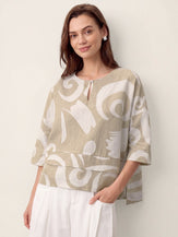 Linen Layered Asymmetric Top NOREEN by LINTICO for women