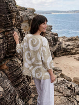 Linen Layered Asymmetric Top NOREEN by LINTICO for women