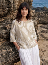 Linen Layered Asymmetric Top NOREEN by LINTICO for women