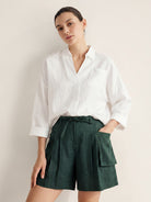 Linen Oversized Fit Pocket Shirt ELOWEN by LINTICO for women