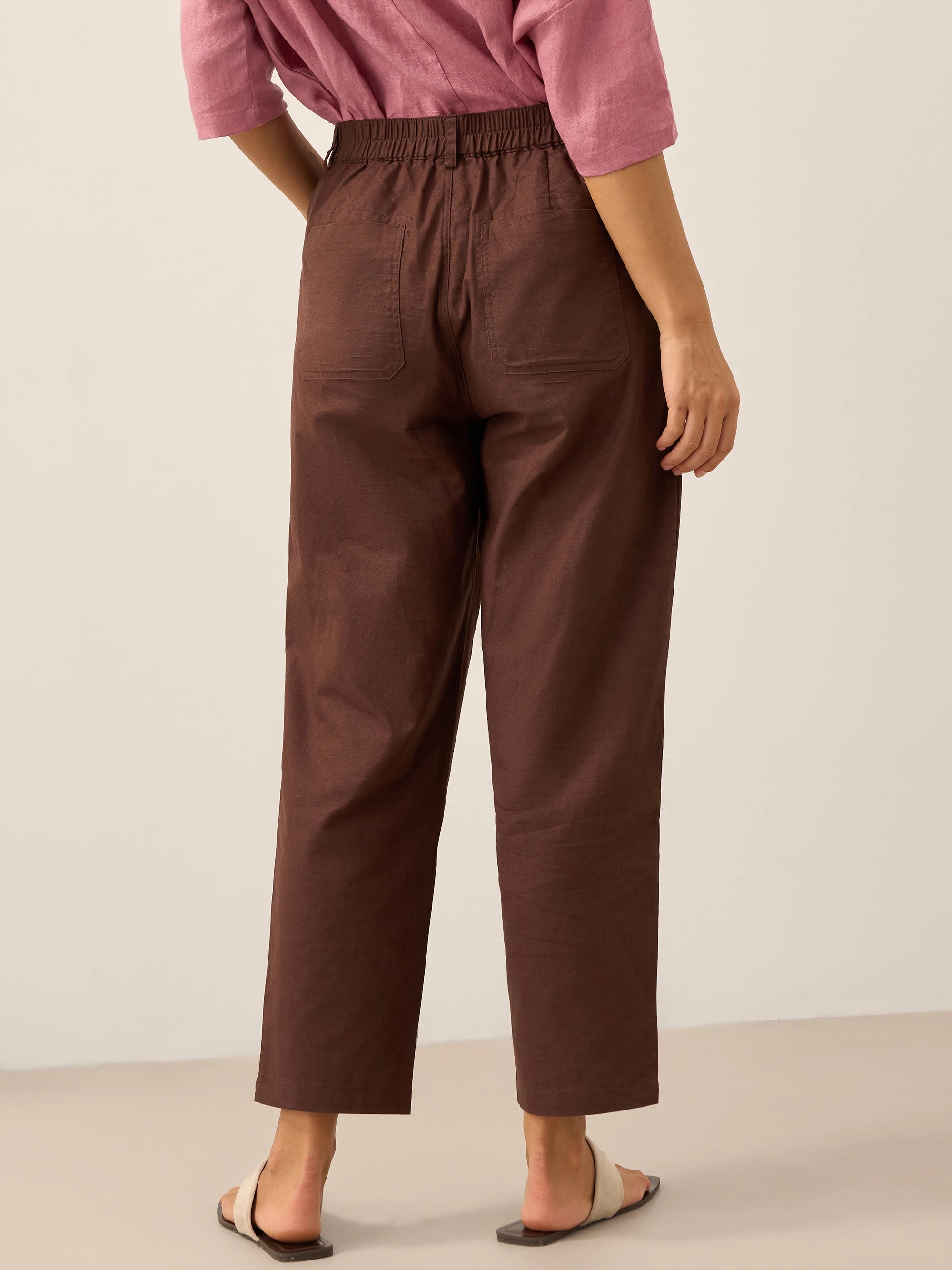 HEIDI Linen Simple Button Fly Trousers