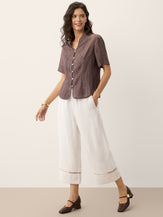Lyocell Textured Stand Collar Shirt Jacket PHILIPPA by LINTICO for women