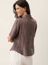 Lyocell Textured Stand Collar Shirt Jacket PHILIPPA by LINTICO for women