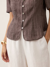 Lyocell Textured Stand Collar Shirt Jacket PHILIPPA by LINTICO for women