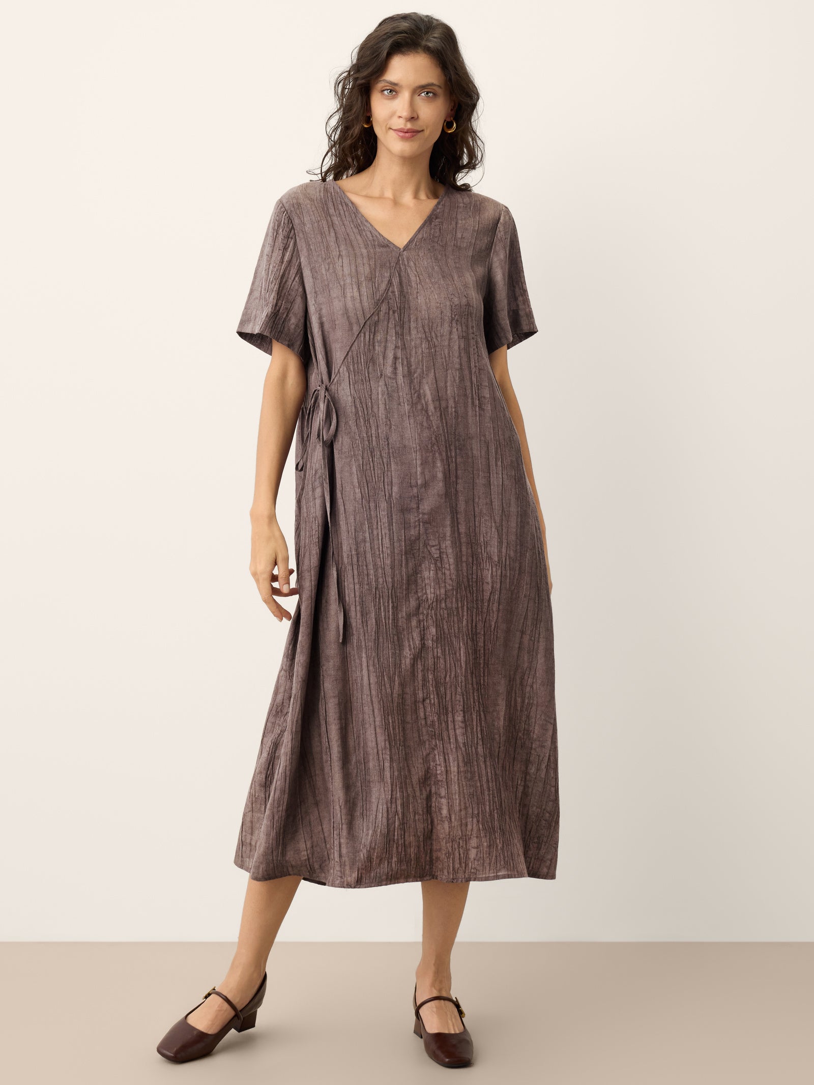 brown maxi satin dress Thinking About You Linen Maxi Dress main image 0