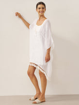 Linen V-Neck Cover-Up and Slip Dress Set CASS by LINTICO for women