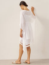 Linen V-Neck Cover-Up and Slip Dress Set CASS by LINTICO for women