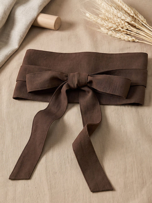 Linen Wide Tie-Front Waist Belt ZAFIRA