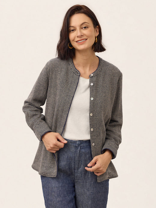 Linen Yarn Dyed Check Pleated Wide Leg Pants DELARA