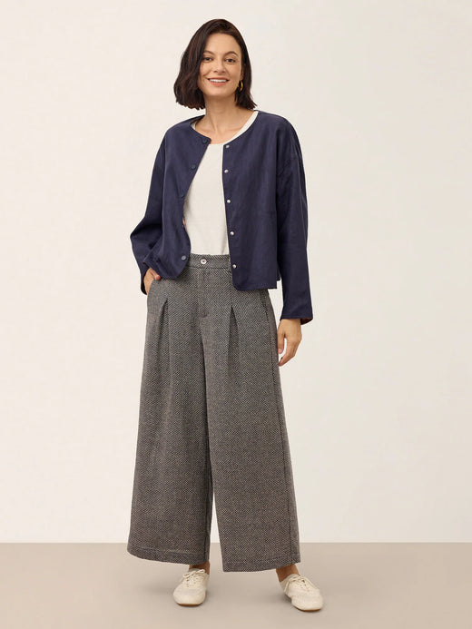 Tencel Linen Reversible Crew Neck Casual Jacket CHLOE
